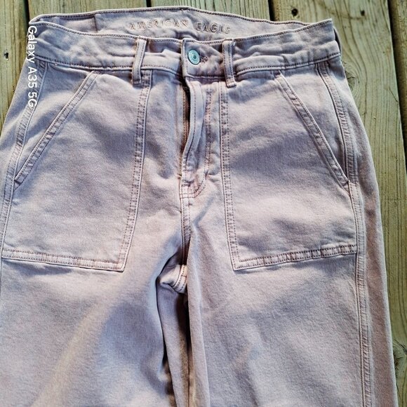 American Eagle Women's Light Pink High-Waisted Straight-Leg Jeans Size 6 Preppy - Picture 4 of 16
